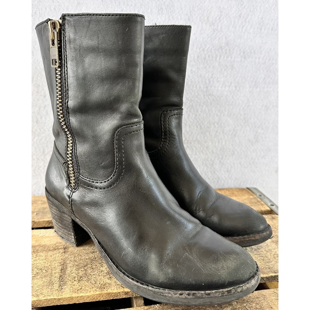 Lands' End Holbrook Punk Zip Boots Women 7 Black Good